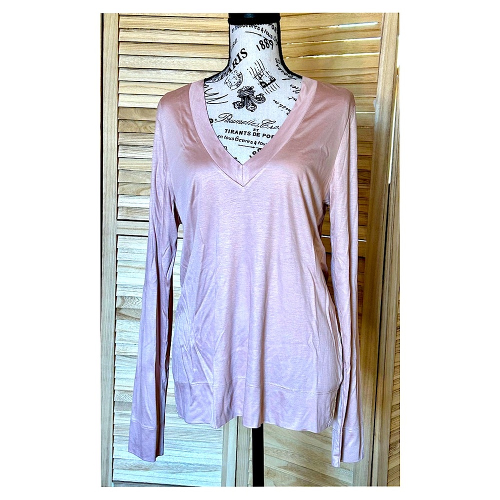 Reiss Dusty Mauve Long Sleeve Relaxed Knit Top